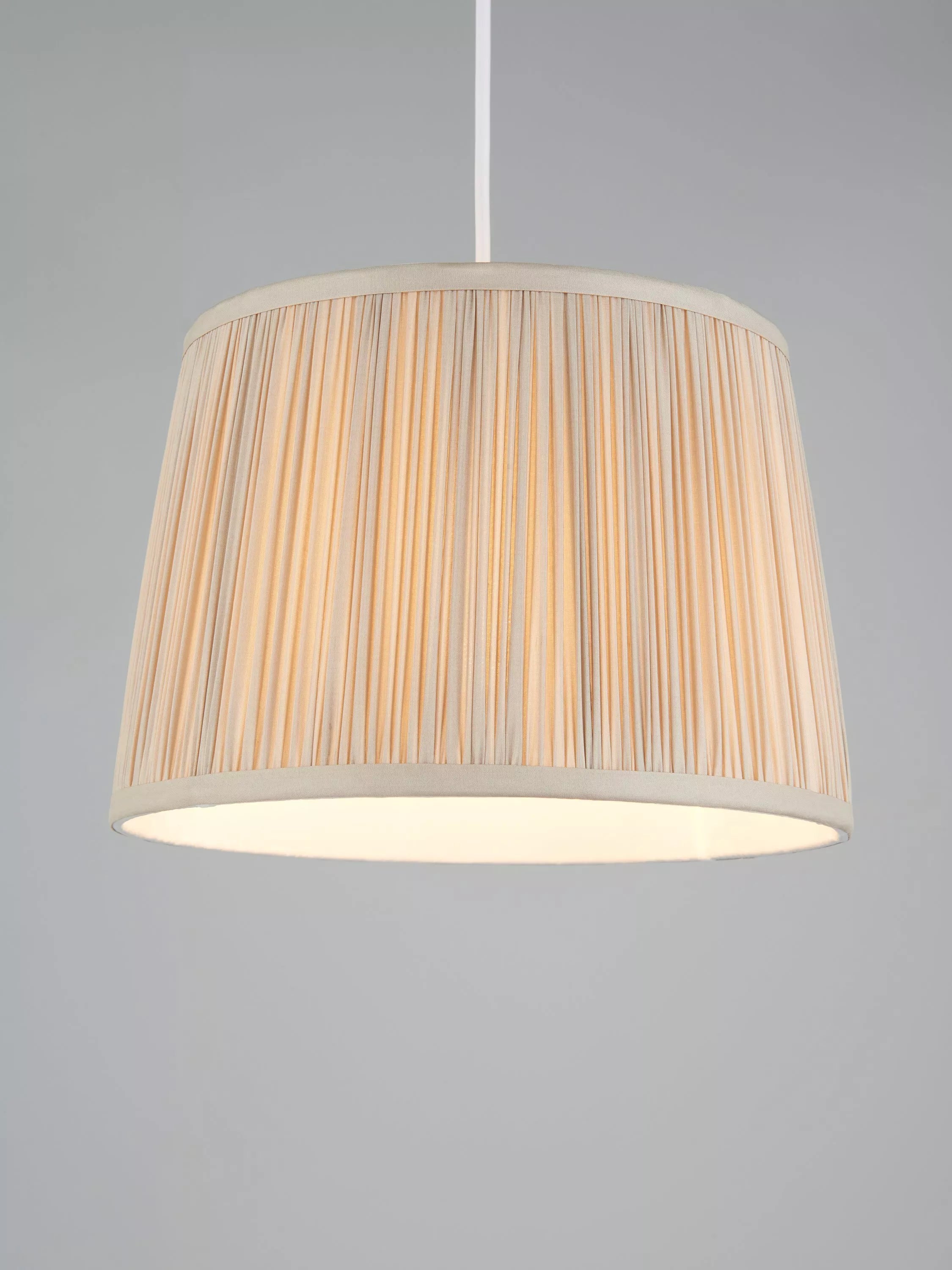 John Lewis Lymington Pleated Silk Tapered Lampshade, Oatmeal, H21 x Dia.30cm