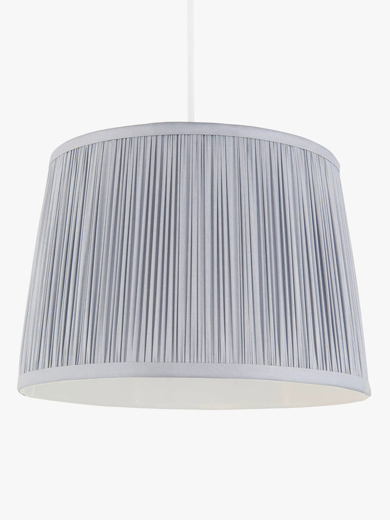 John Lewis Lymington Pleated Silk Tapered Lampshade, Lake Blue, H17.5 x Dia.25cm