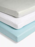 John Lewis Cotton Fitted Baby Sheet, Pack of 3