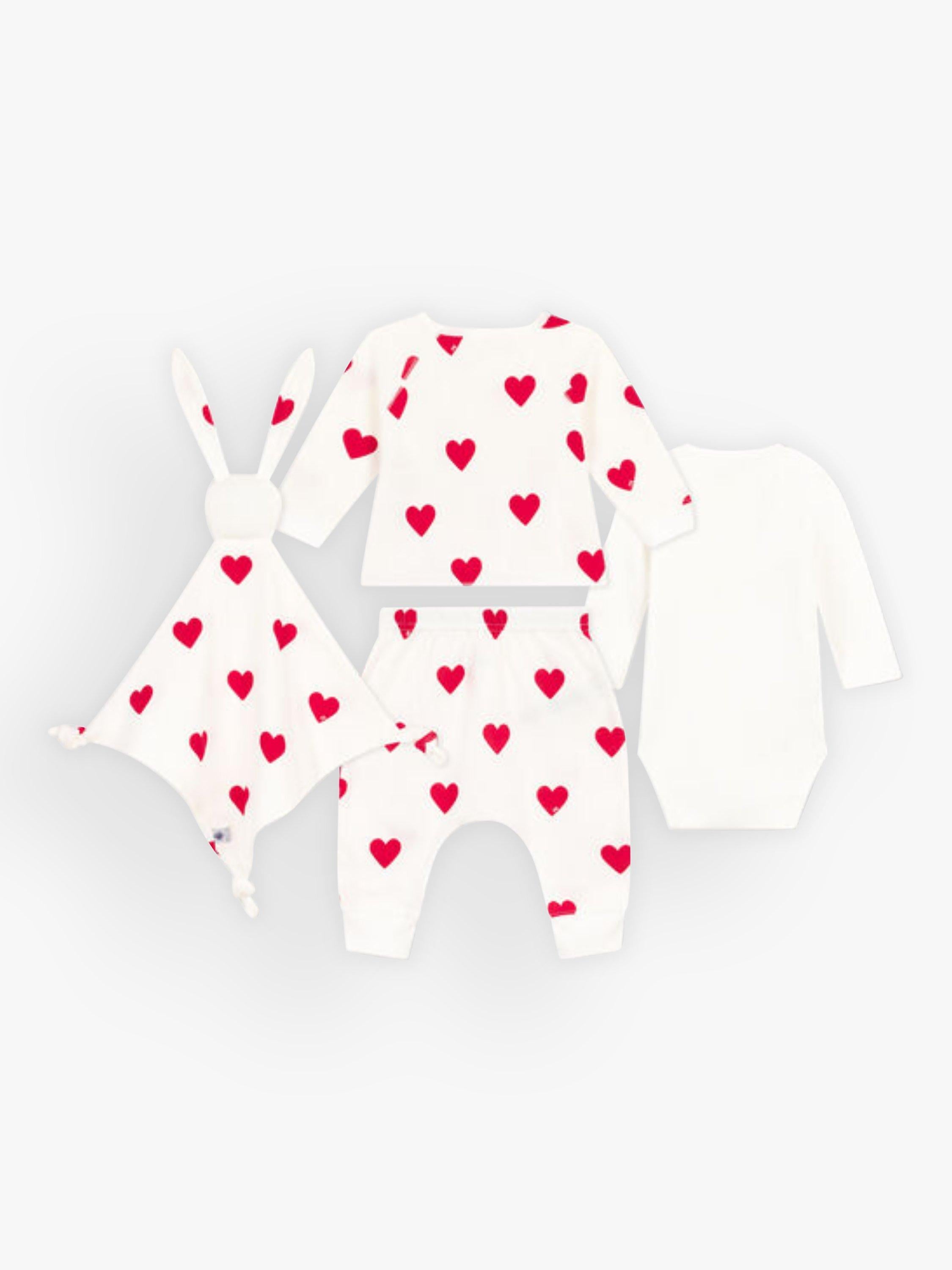 مجموعة هدايا أطفال Petit Bateau أبيض/أحمر، إصدار المملكة المتحدة