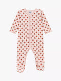 Petit Bateau Baby Floral Velour Sleepsuit, Pink/Multi