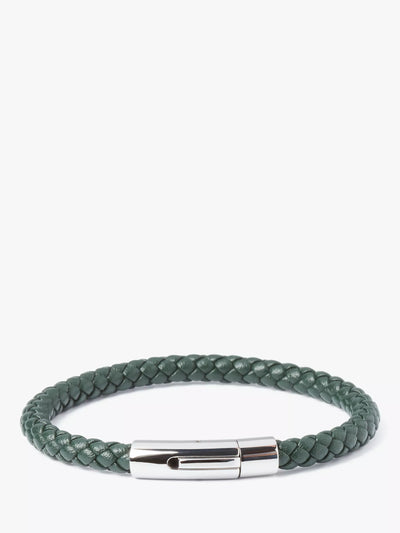 John Lewis Simon Carter Newquay Braided Leather Bracelet Green- Buy online at McGrocer