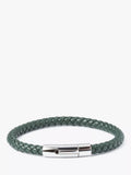 Simon Carter braided leather bracelet in green, imported from the UK