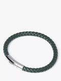 Simon Carter braided leather bracelet in green, imported from the UK