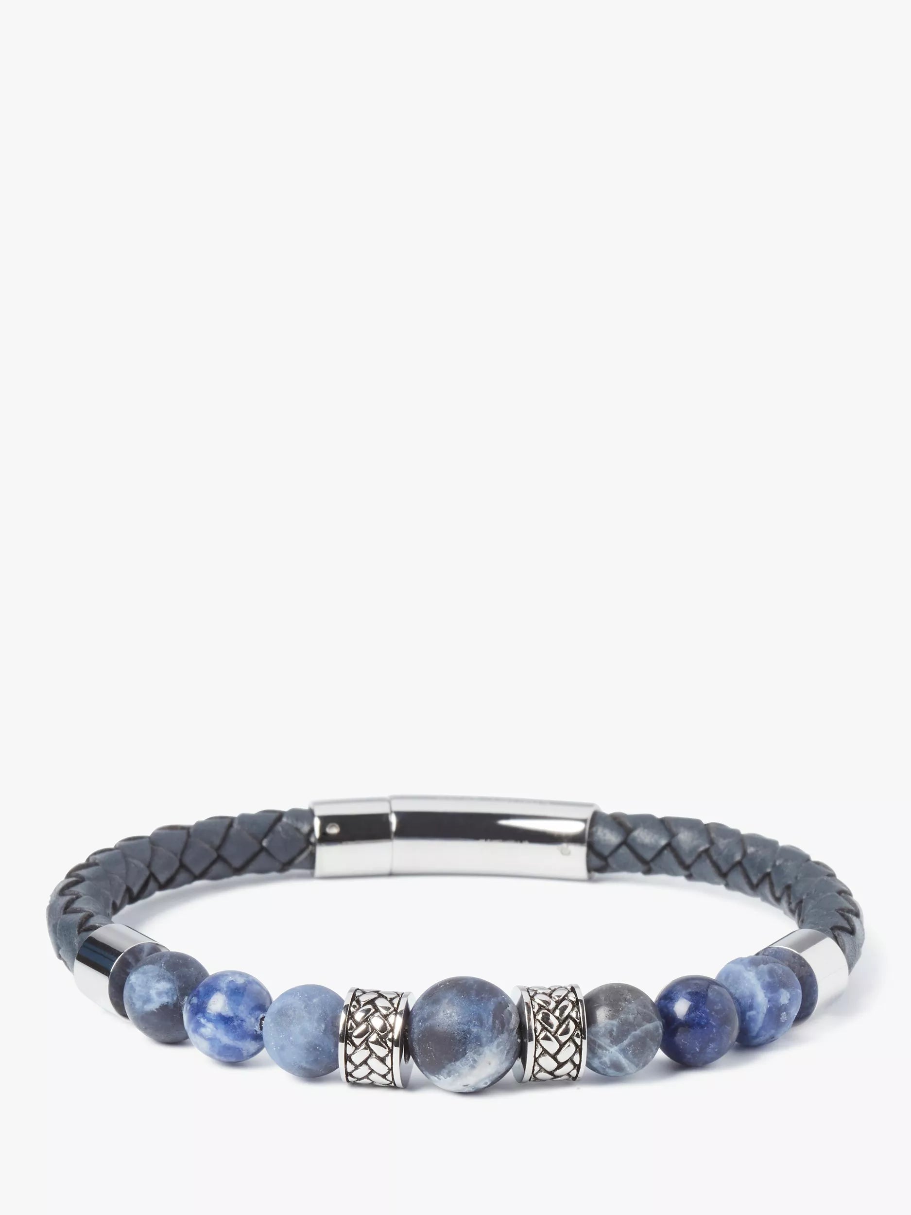Simon Carter Jacob bracelet with braided leather and sodalite beads (British brand)