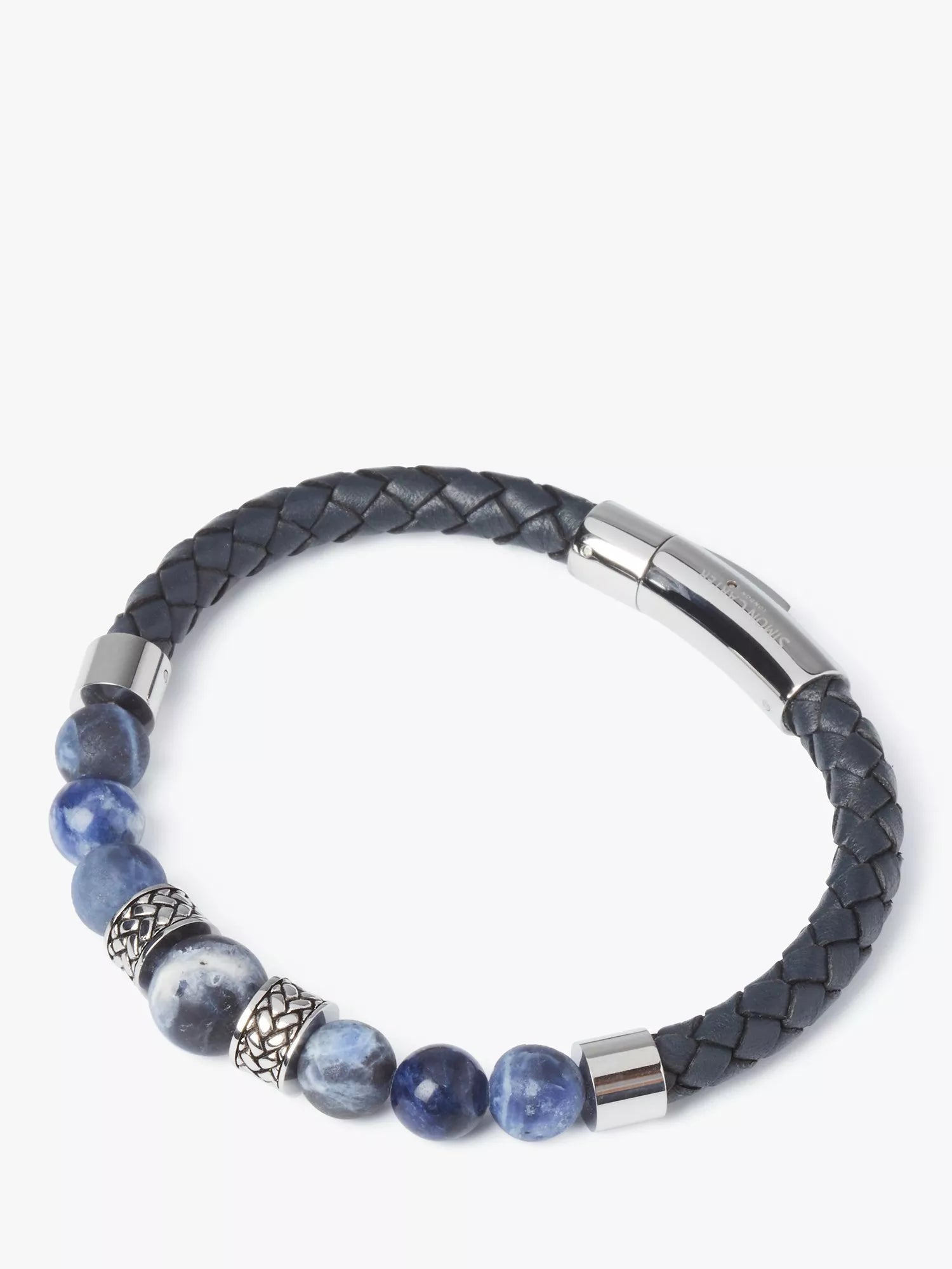 Simon Carter Jacob bracelet with braided leather and sodalite beads (British brand)