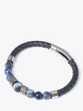 Simon Carter Jacob bracelet with braided leather and sodalite beads (British brand)