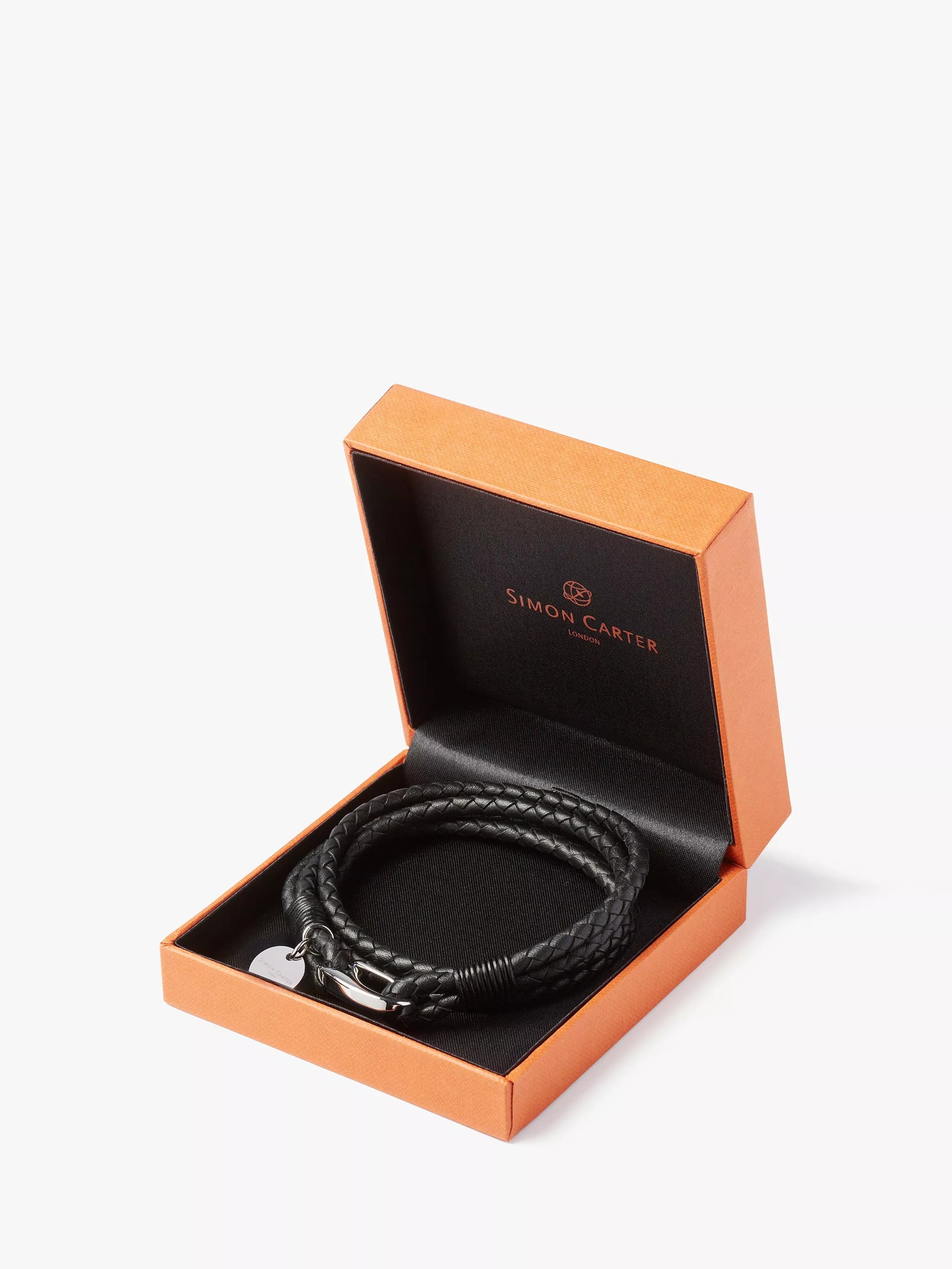 Simon Carter Padstow leather wrap bracelet black, imported from the UK