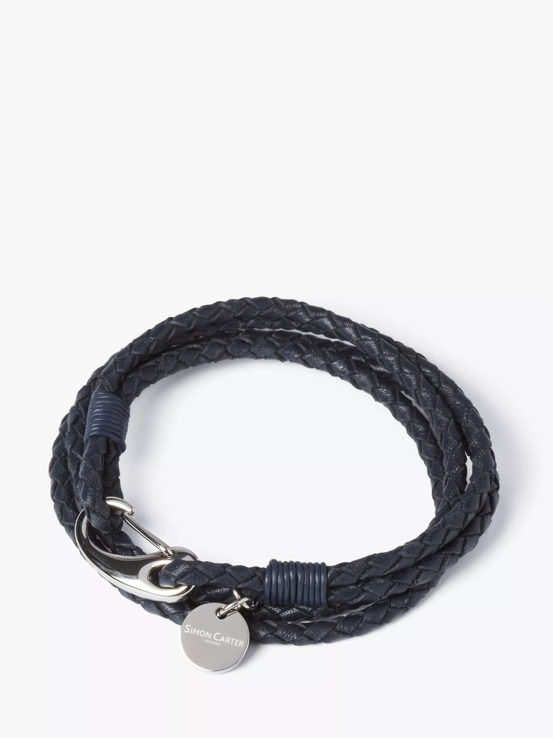 Simon Carter Padstow navy leather wrap bracelet (British brand)