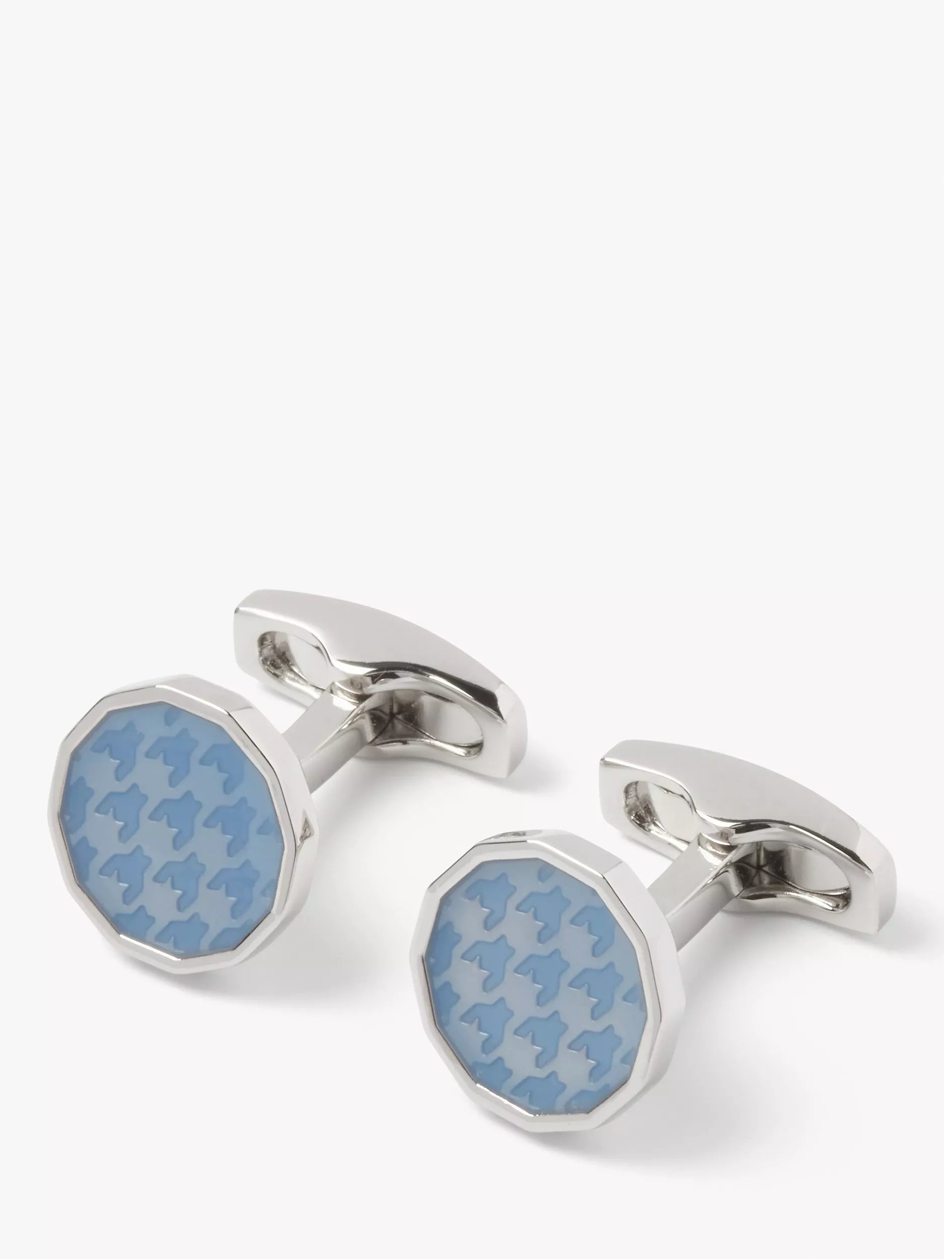 Simon Carter dogtooth enamel cufflinks light blue (British brand)