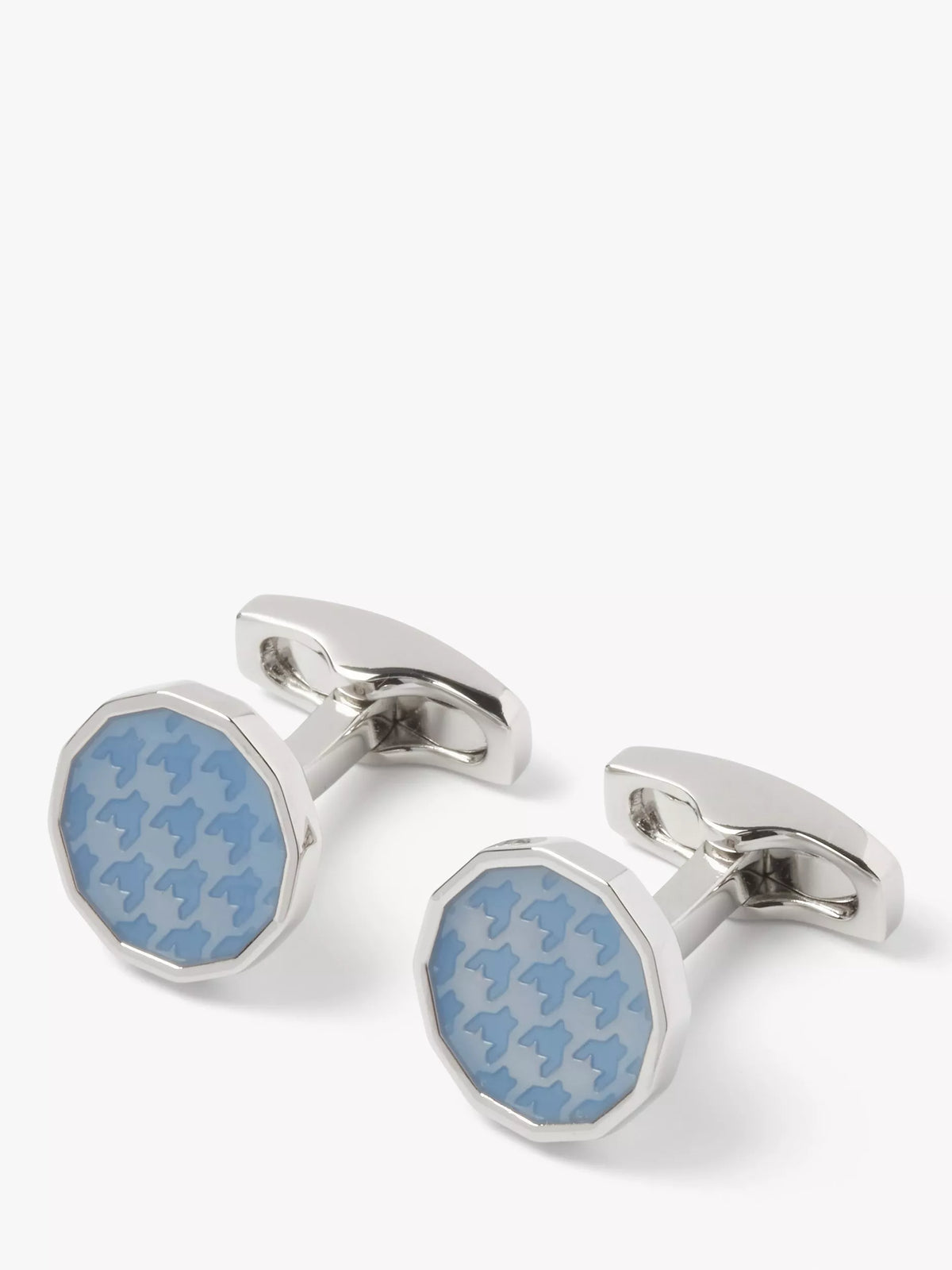 Simon Carter dogtooth enamel cufflinks light blue (British brand)