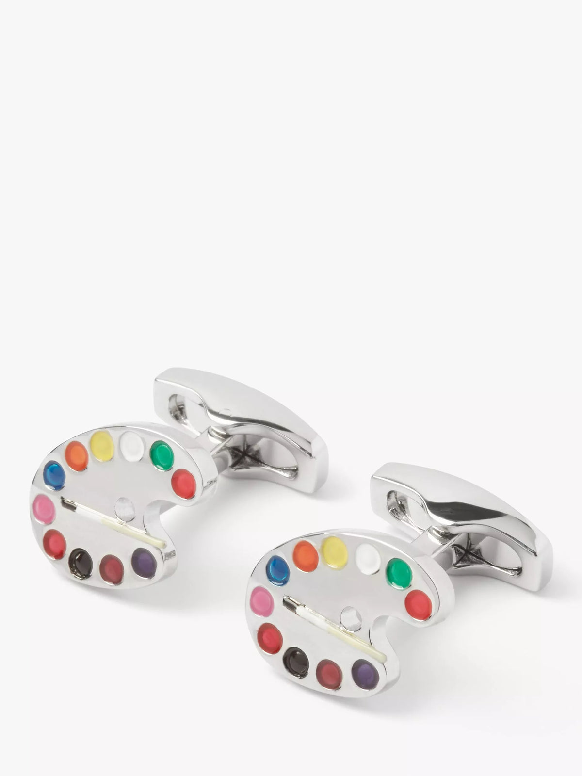 Simon Carter artist palette enamel cufflinks brass rhodium (British brand)