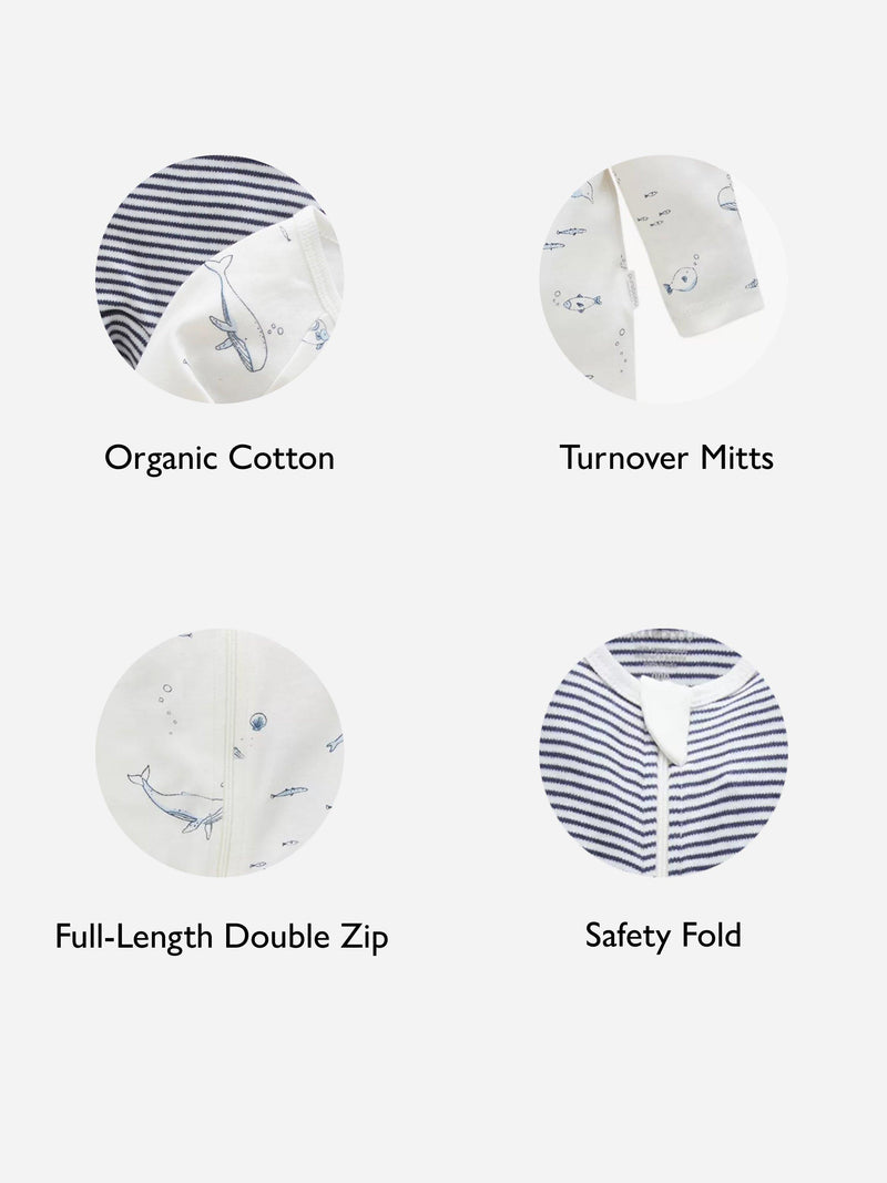 Purebaby sleepsuit Vanilla/Nautical pack of 2, imported from the UK