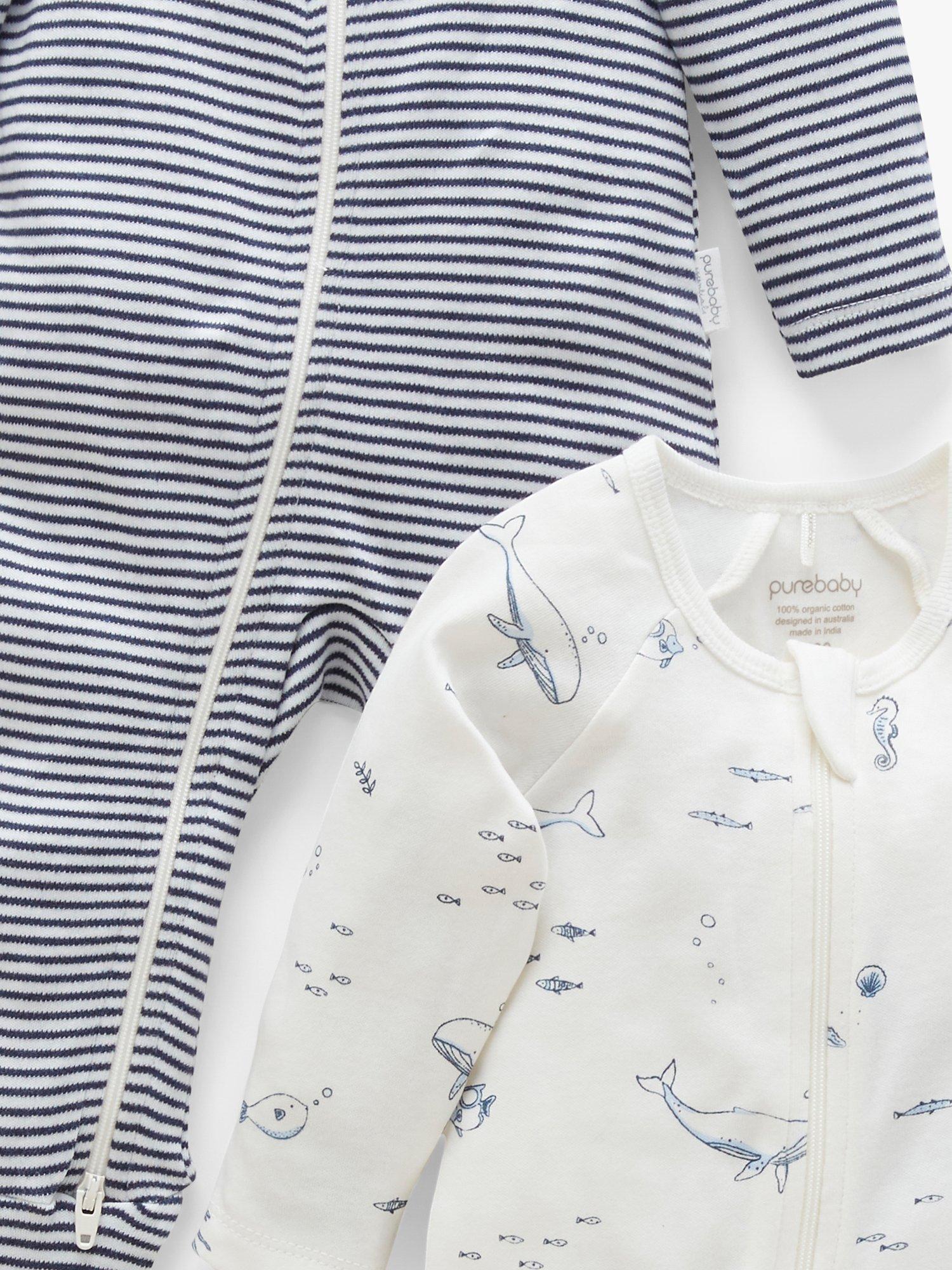 Purebaby sleepsuit Vanilla/Nautical pack of 2, imported from the UK