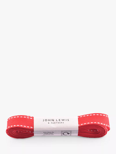 John Lewis John Lewis Grosgrain Stitched Edge Ribbon Red Craft Ribbon 5m x 15mm- Buy online at McGrocer