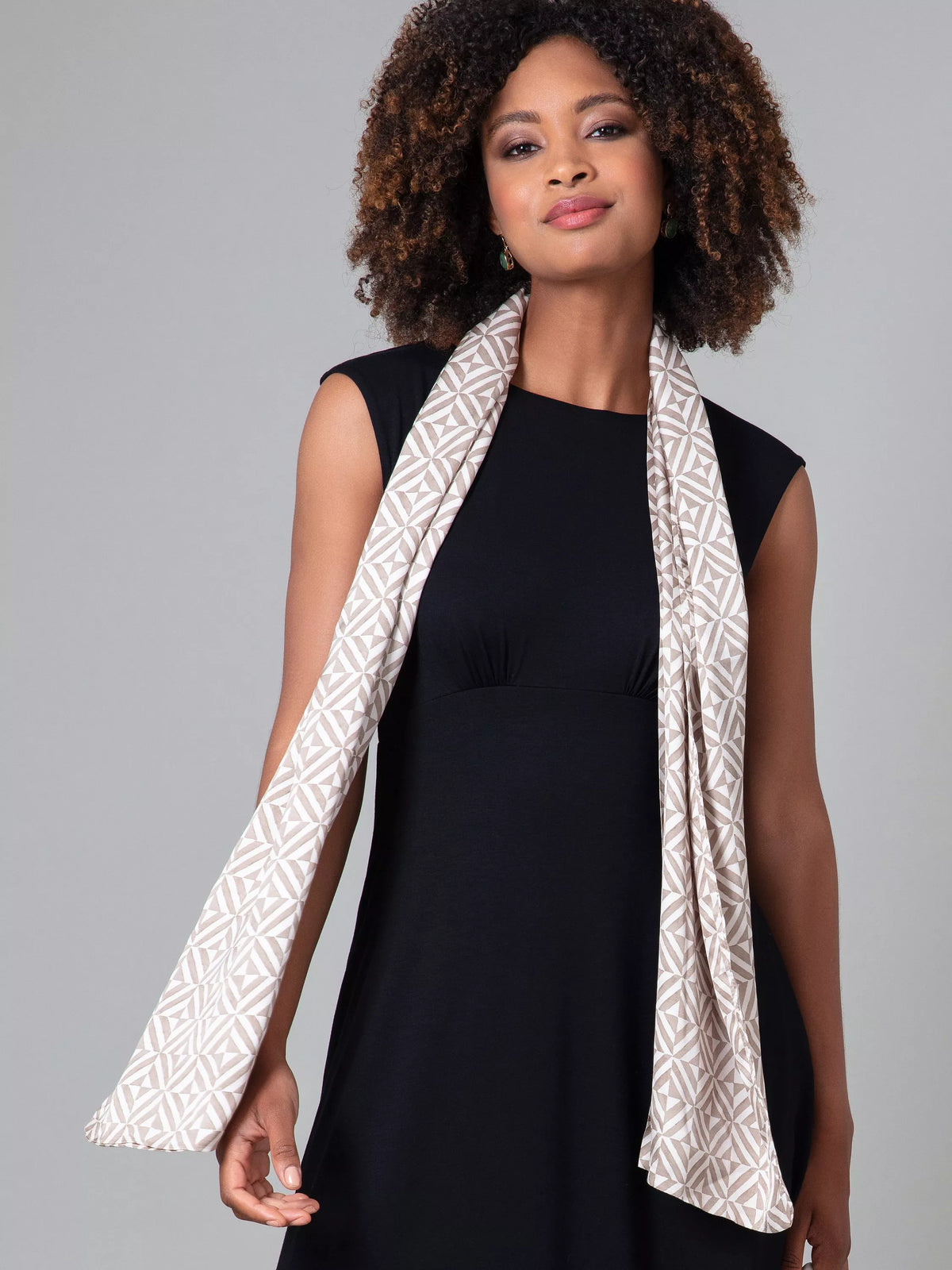 Alie Street geometric print scarf in nude - British product
