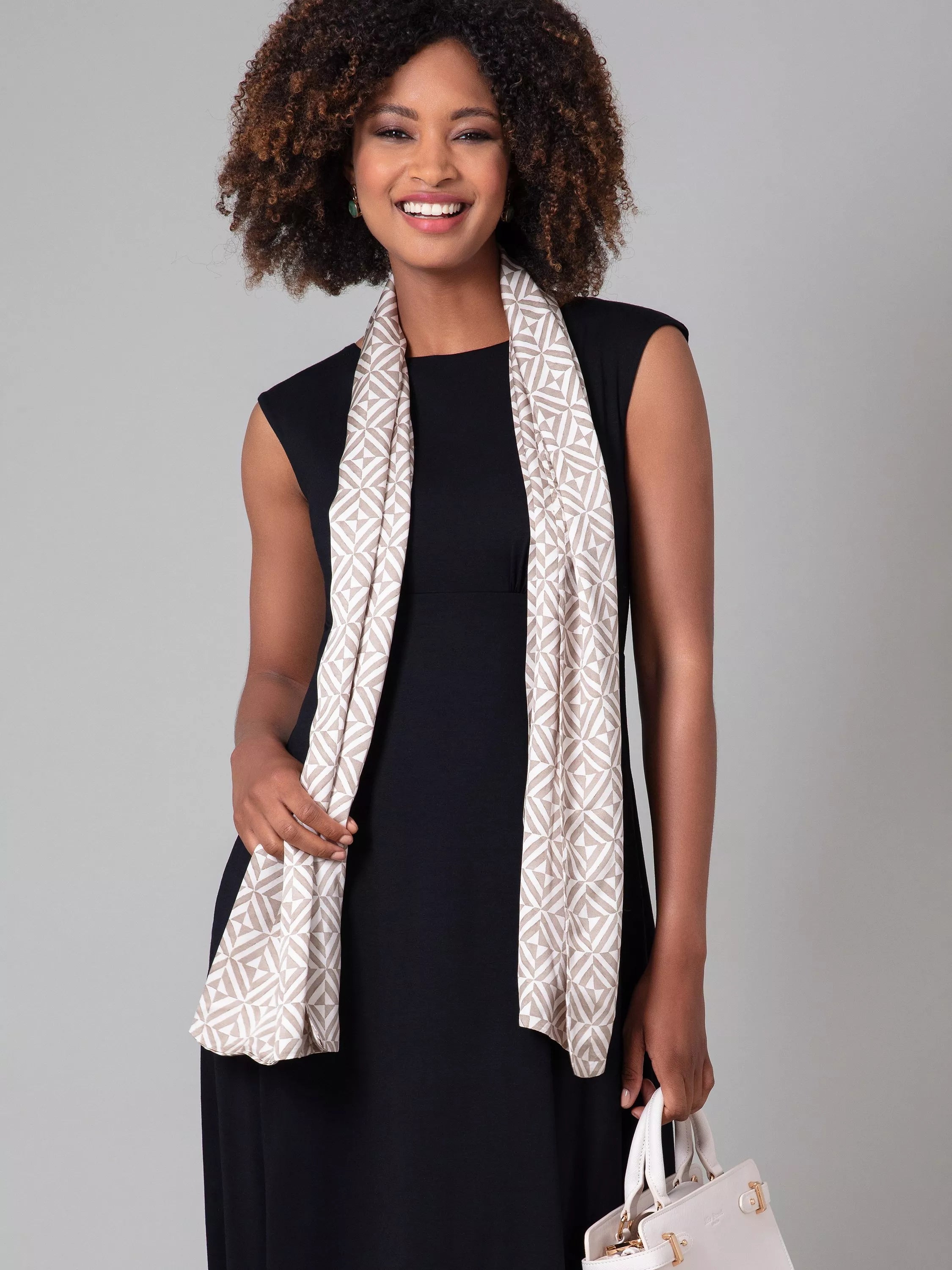 Alie Street geometric print scarf in nude - British product