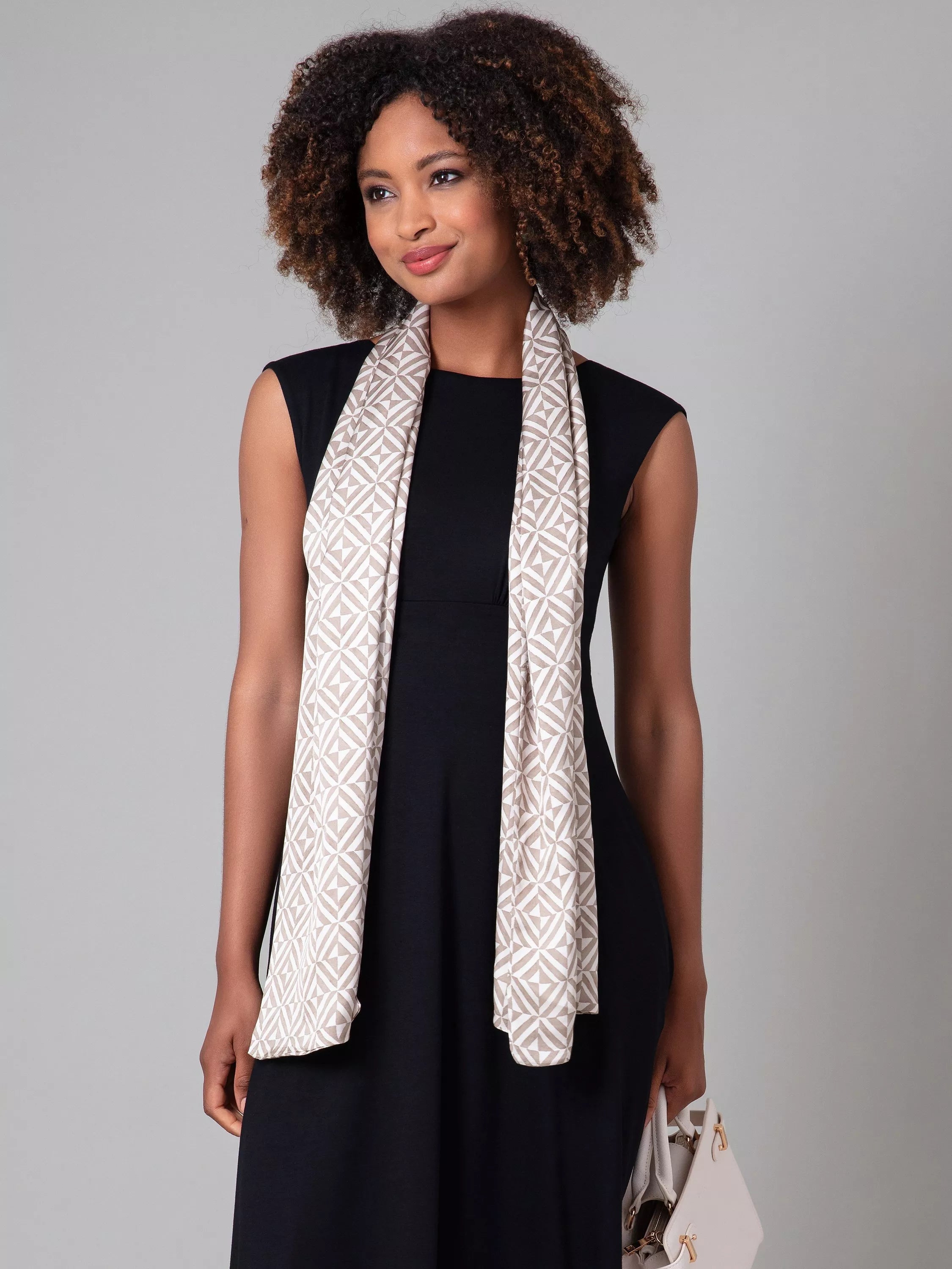 Alie Street geometric print scarf in nude - British product