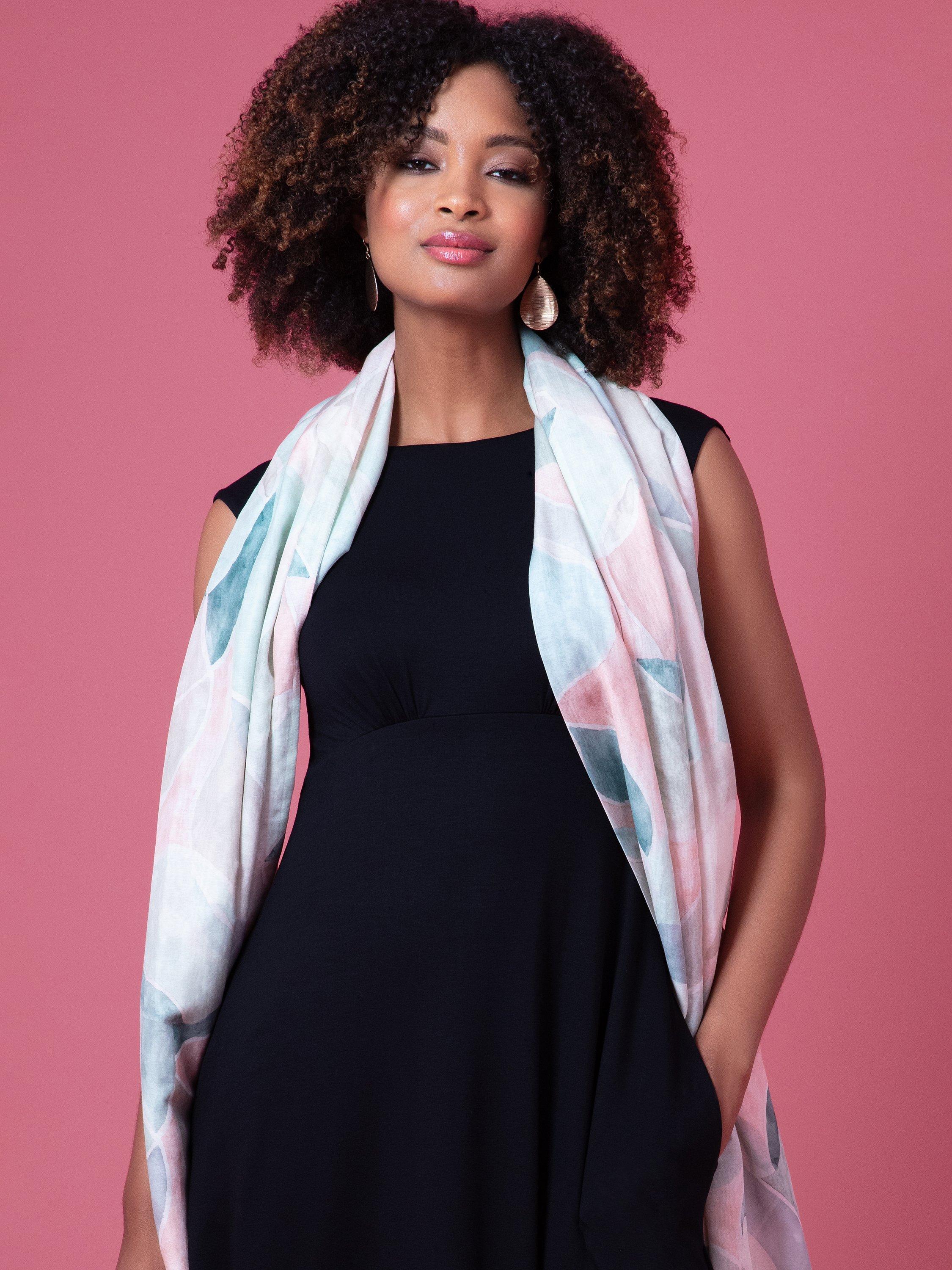 Alie Street Miriam Pastel Mosaic silk blend scarf (British brand)