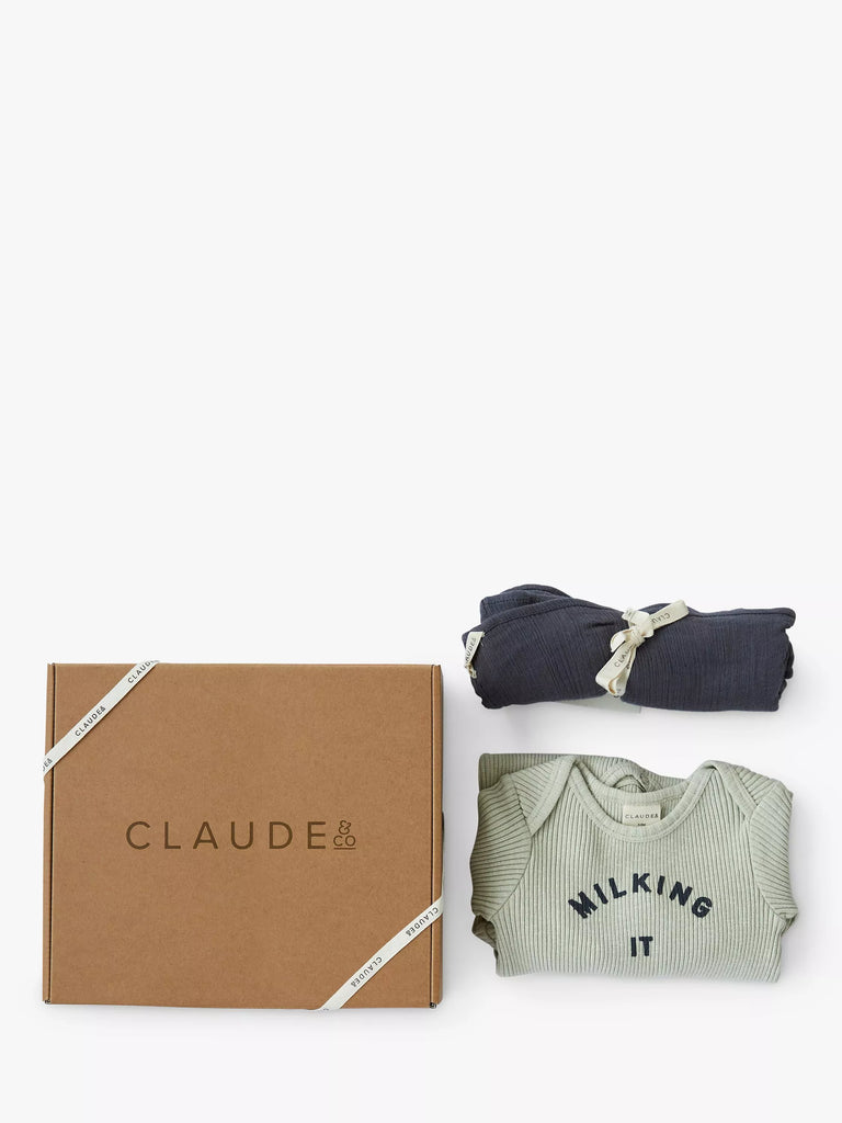 Claude & Co Baby Organic Cotton Milking It Bodysuit & Muslin Gift Set