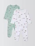 John Lewis Baby Hedgehog Snail Cotton Pyjamas, Pack of 2, Multi