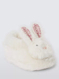 John Lewis Baby Fluffy Bunny Slippers, White