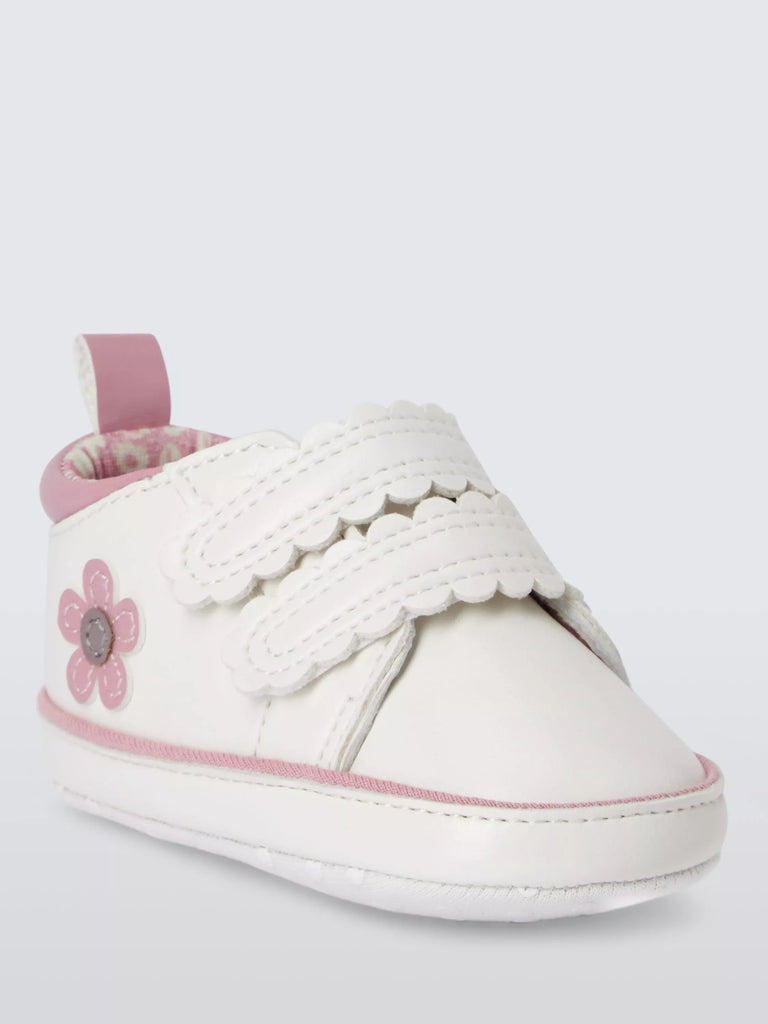 John Lewis Baby Floral Trainers, White