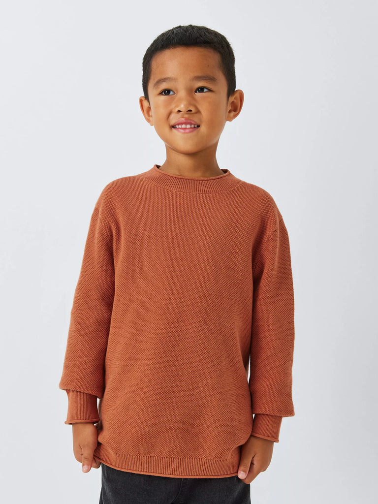 John Lewis Kids' Seedstitch Long Sleeve Jumper, Orange