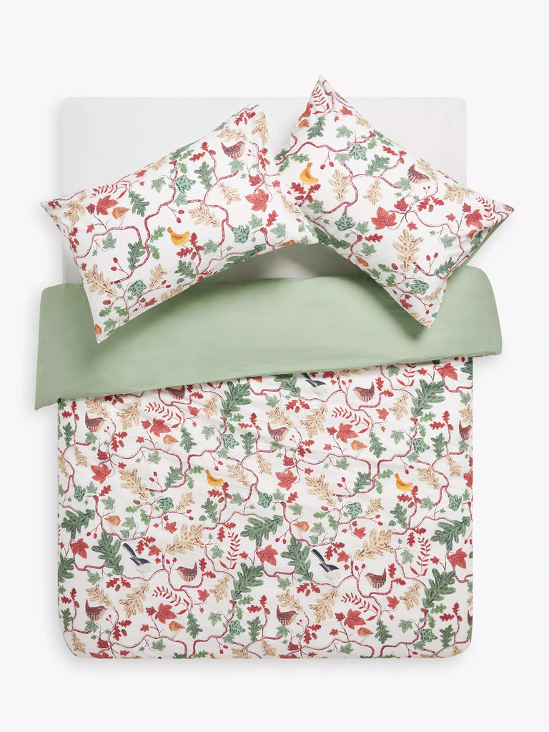 John Lewis Christmas Leaves and Birds Duvet Cover Set