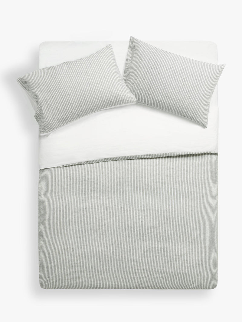 John Lewis Graphite Stripe Duvet Cover Seersucker Double, UK version