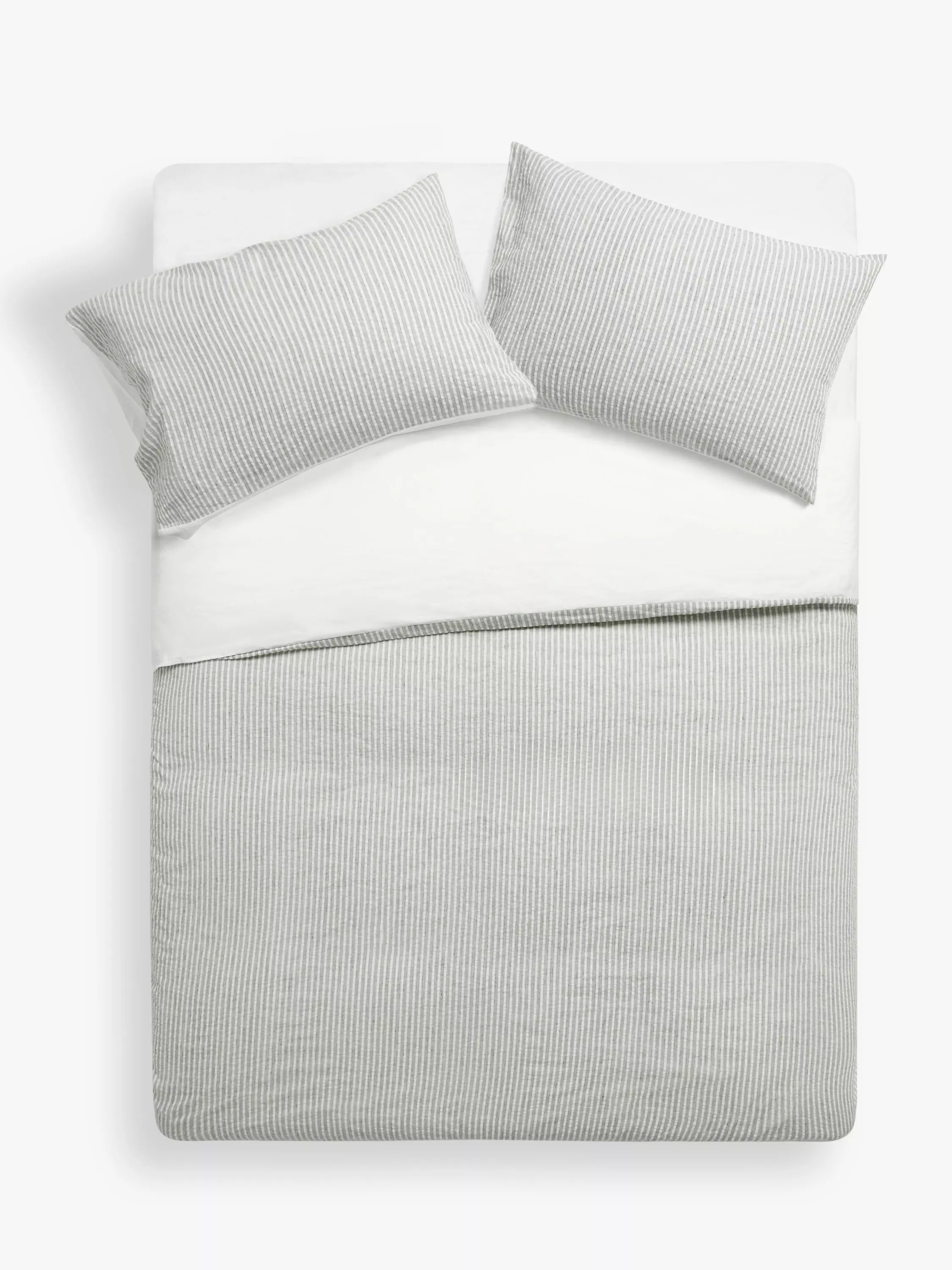 John Lewis Graphite Stripe Duvet Cover Seersucker Double, UK version