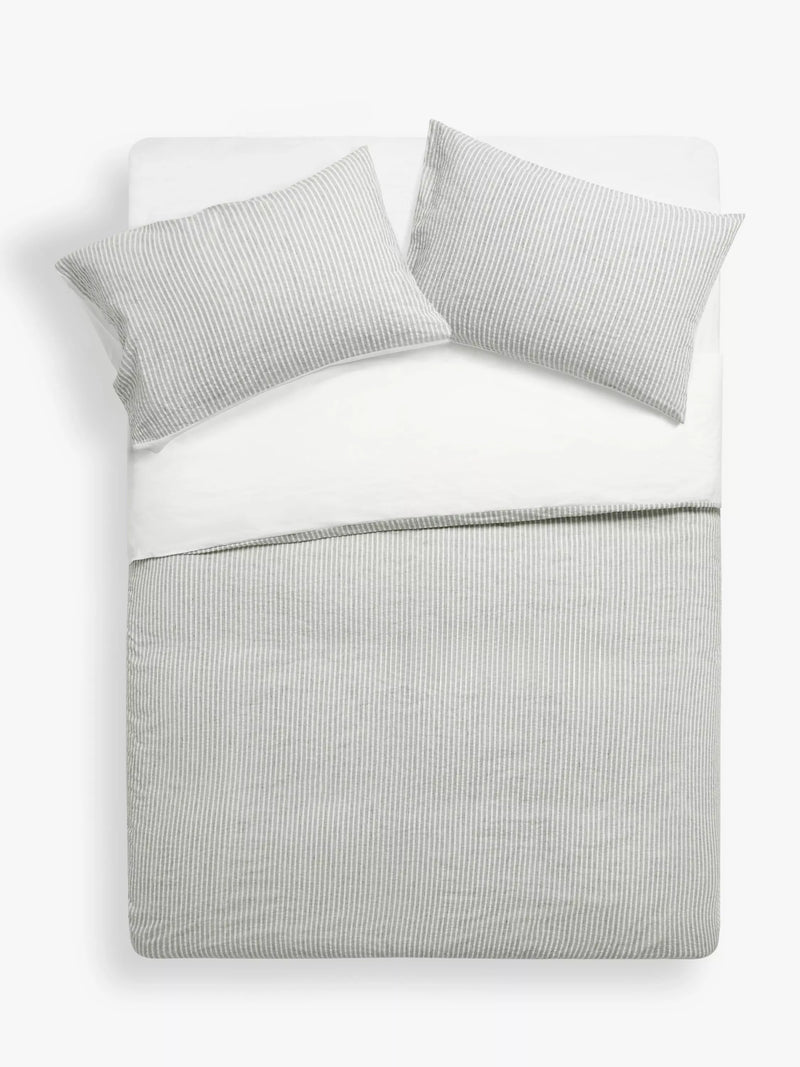 John Lewis Graphite Stripe Duvet Cover Seersucker Double, UK version