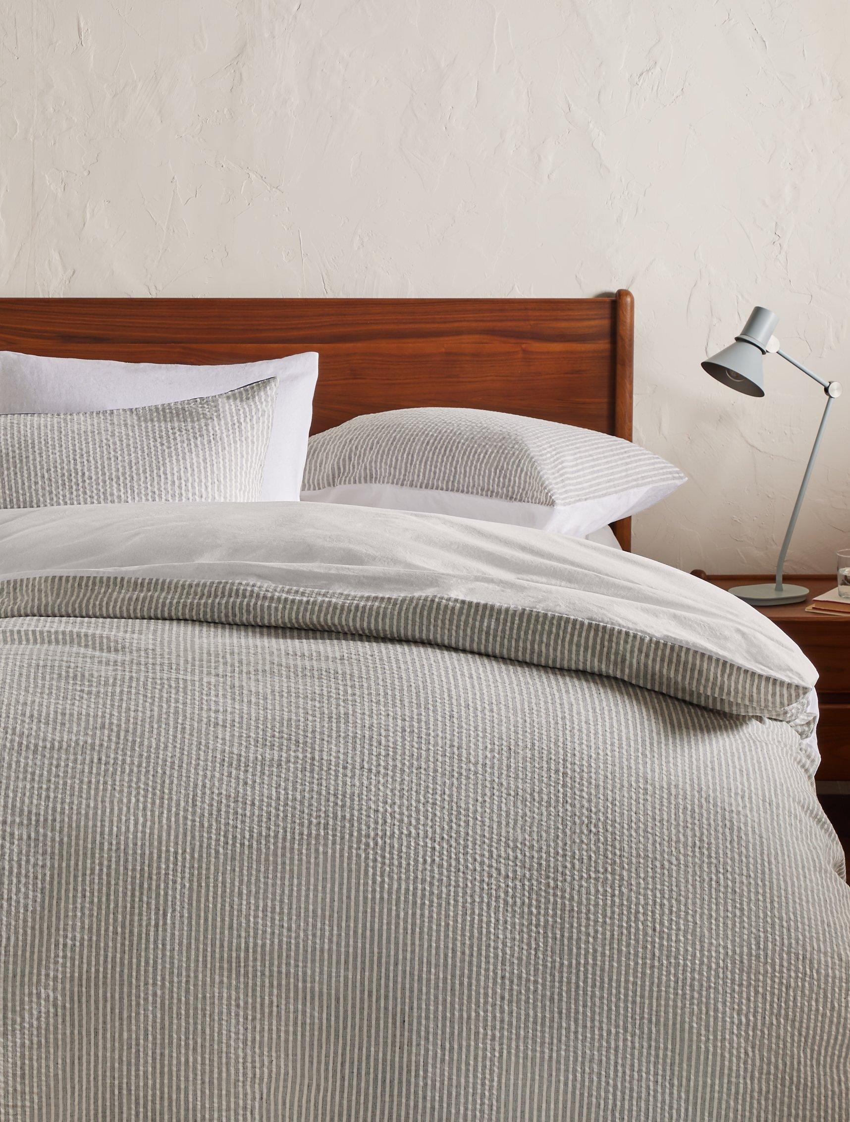 John Lewis Graphite Stripe Duvet Cover Seersucker Double, UK version