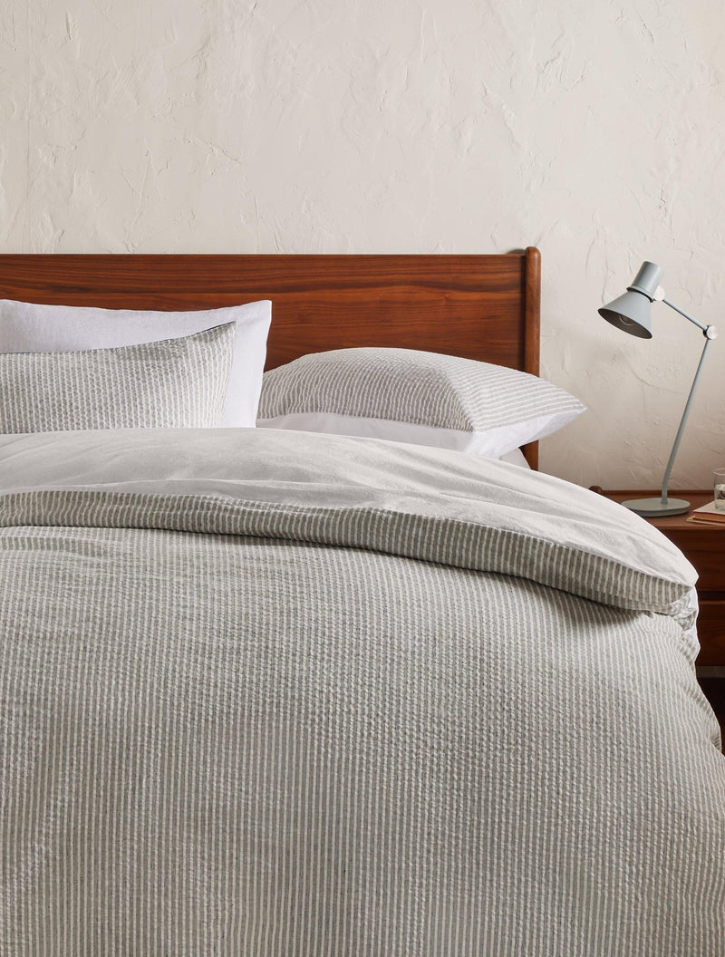 John Lewis Graphite Stripe Duvet Cover Seersucker Double, UK version