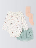 John Lewis Baby Bodysuit, Bloomer Shorts and Tights Set