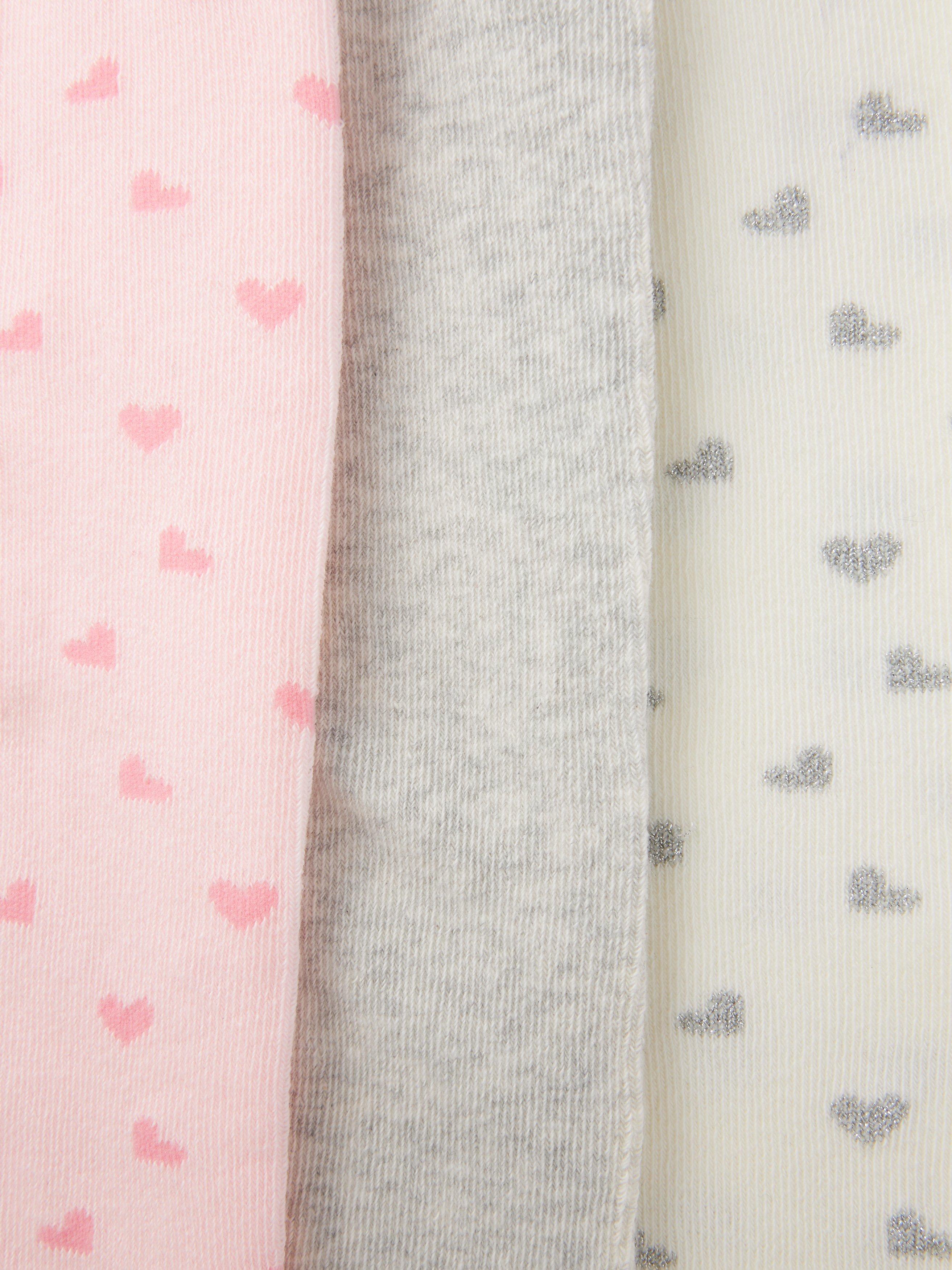 John Lewis baby rib heart tights in assorted designs, pack of 3, UK version