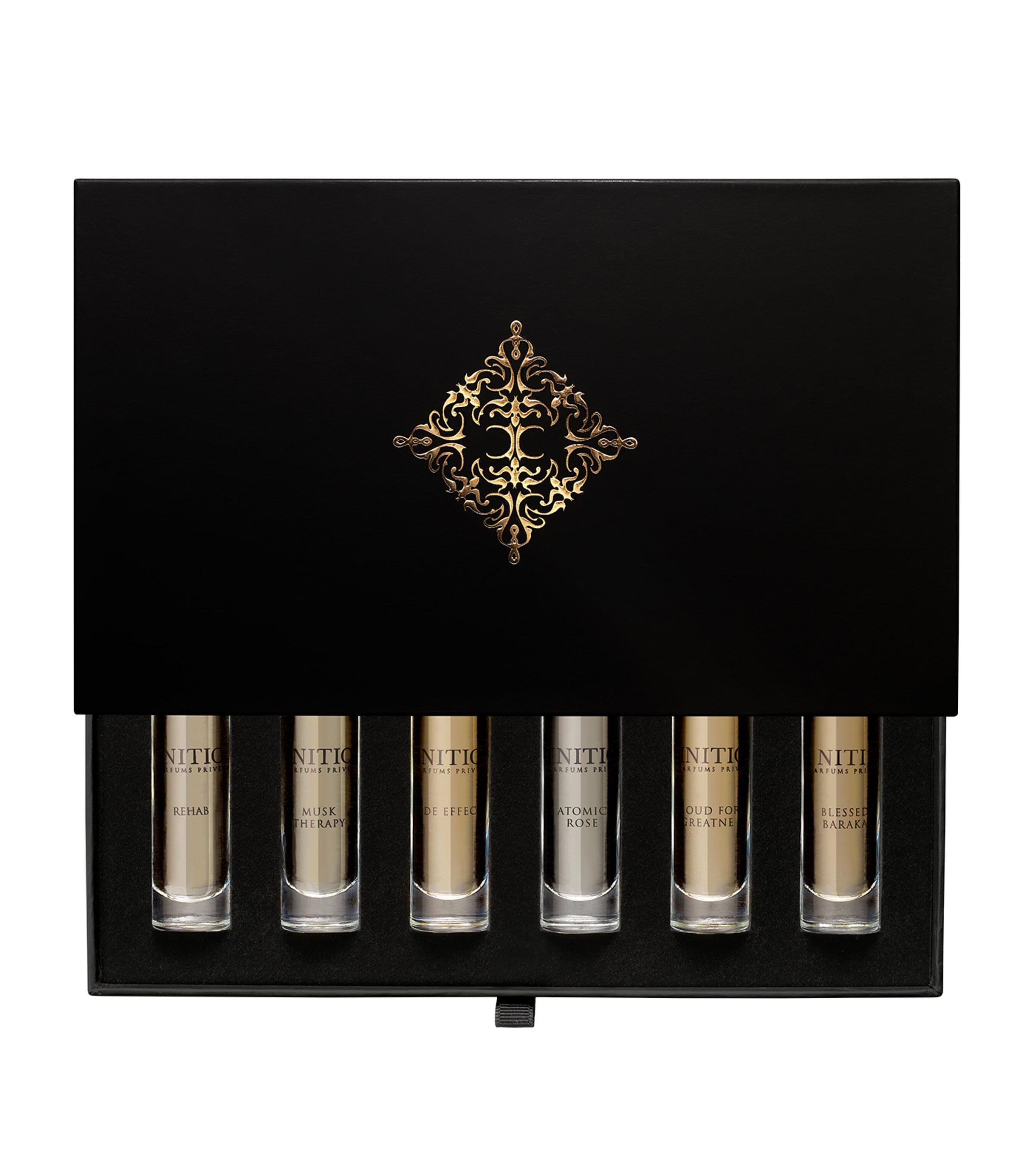 Initio Parfums Privés fragrance discovery set with Oud For Greatness and Atomic Rose, 6 x 10ml, UK version