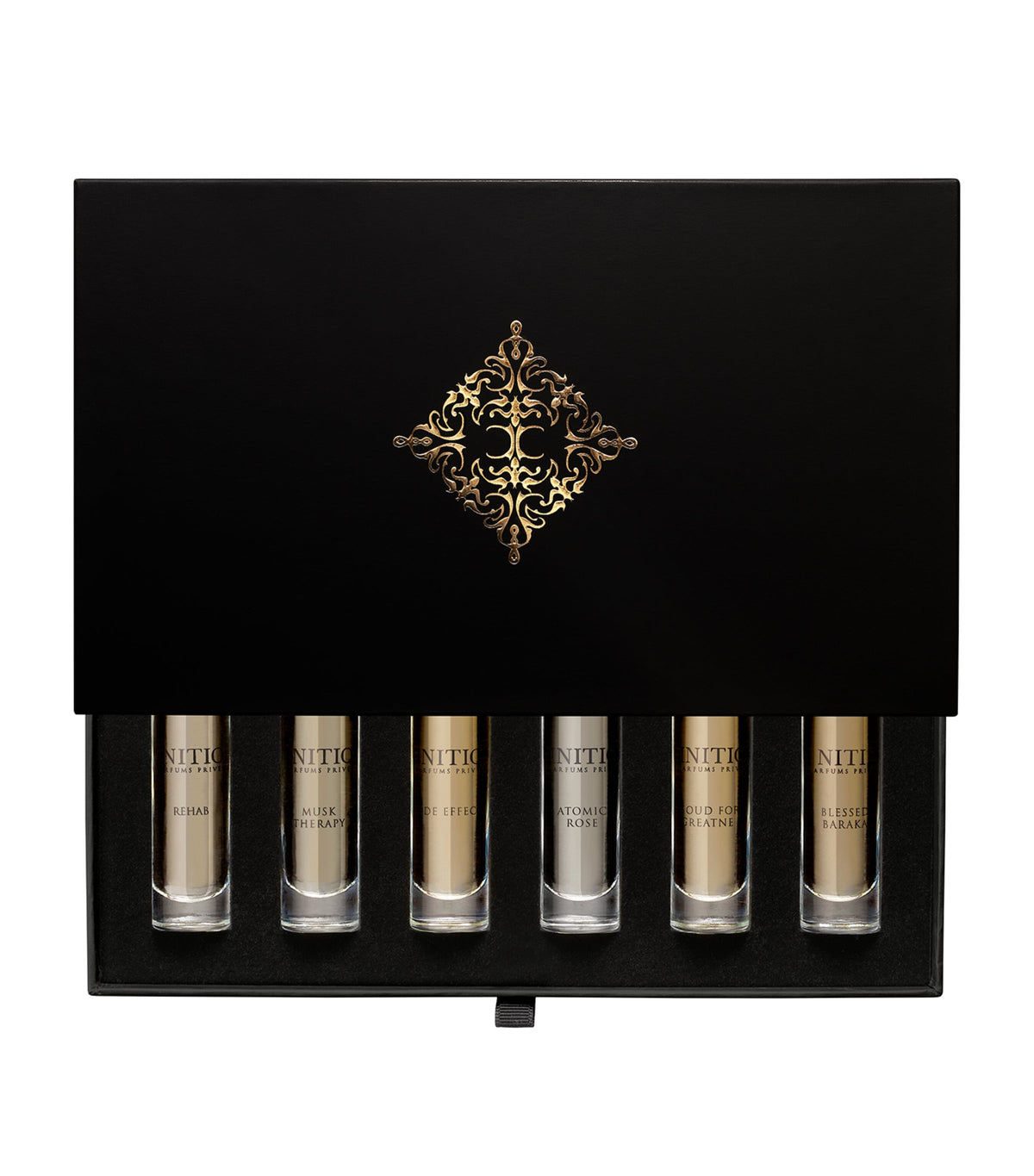 Initio Parfums Privés fragrance discovery set with Oud For Greatness and Atomic Rose, 6 x 10ml, UK version