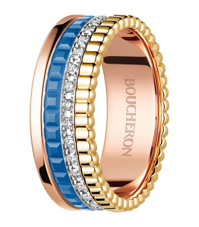 Boucheron Quatre blue ring mixed gold hyceram, UK version