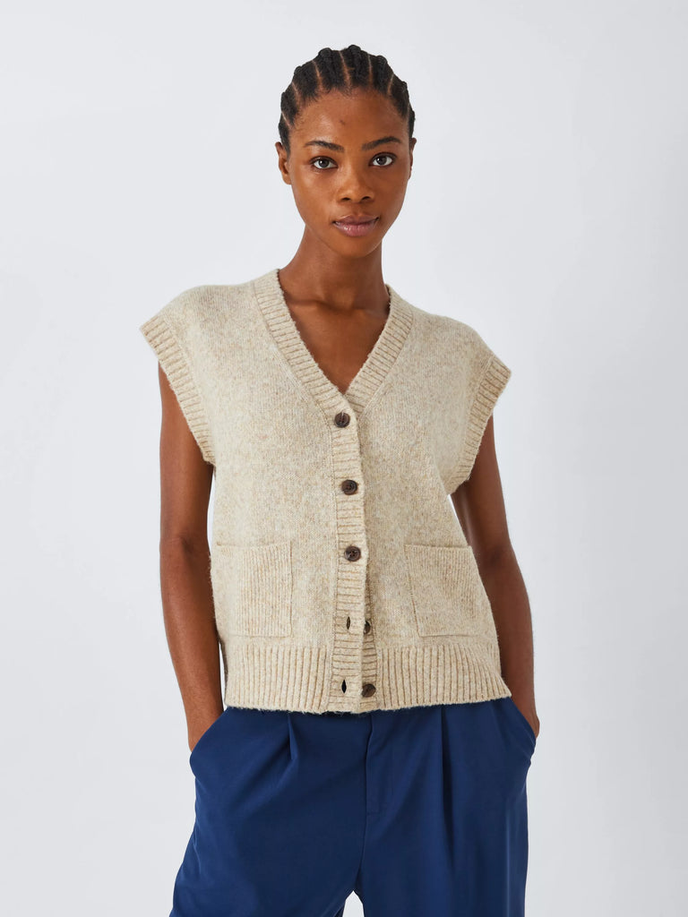 John Lewis ANYDAY Chunky V-Neck Sleeveless Cardigan