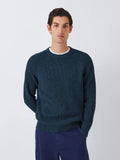 John Lewis Cotton Knit Rib Crew Neck Fisherman's Jumper