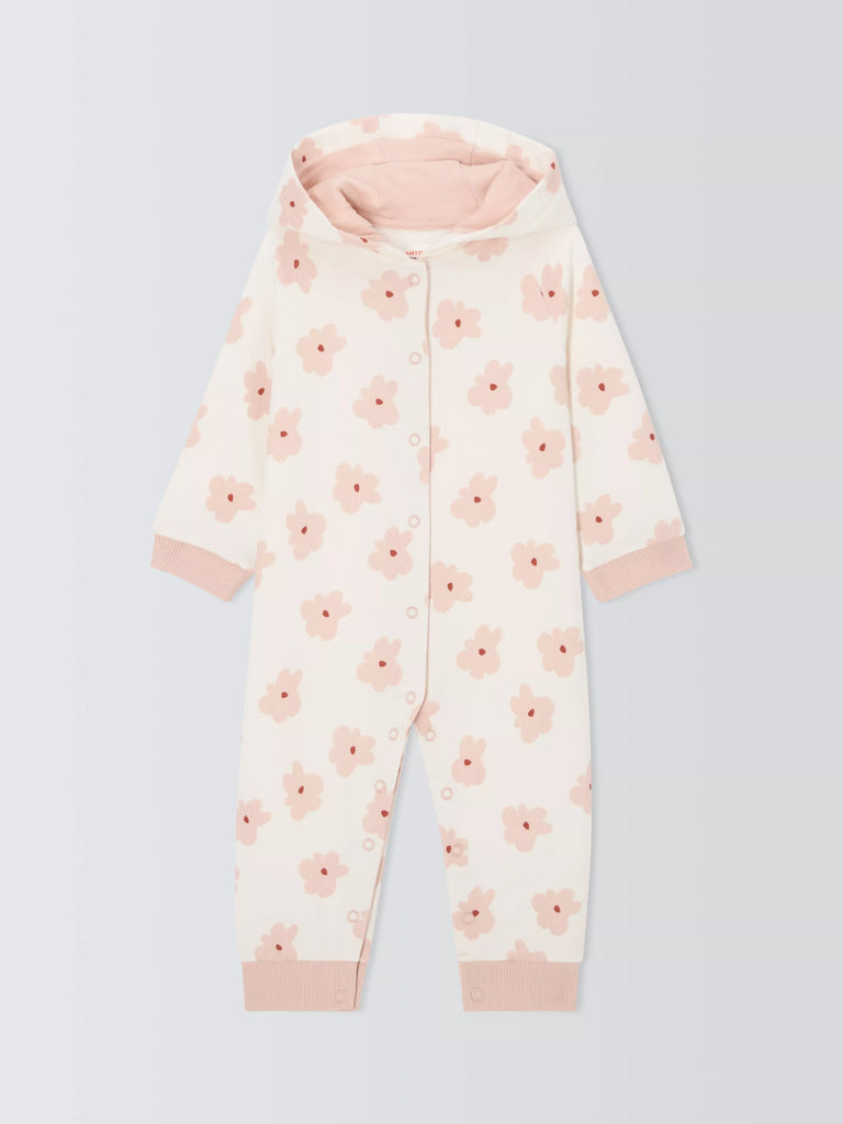 John Lewis ANYDAY Baby Floral Cotton Sweat Onesie, Pink