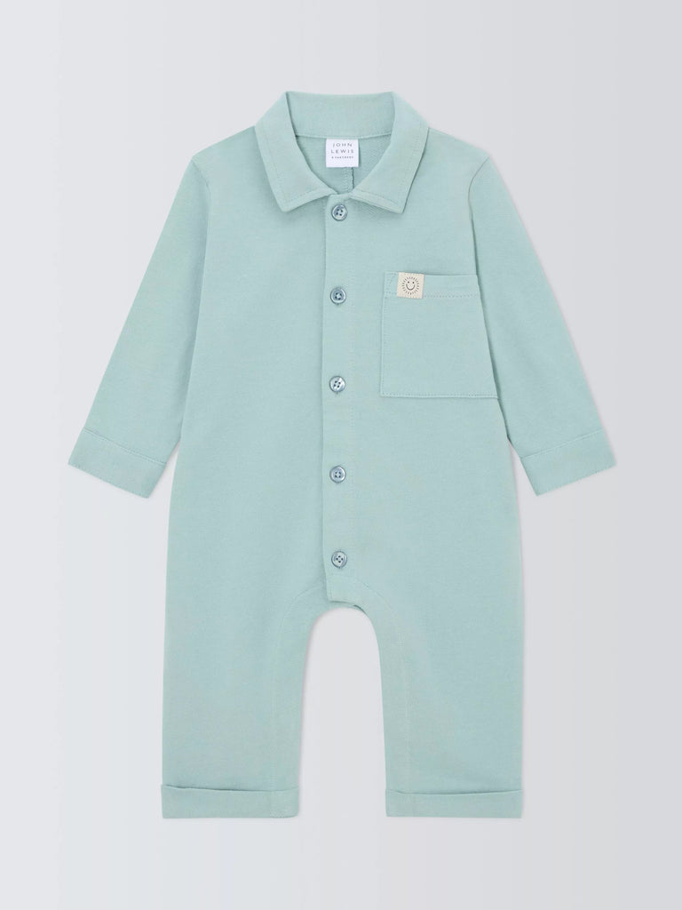 John Lewis Baby Cotton Collared Romper, Multi