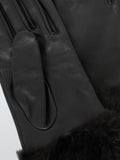 John Lewis faux fur cuff leather mittens black, UK version
