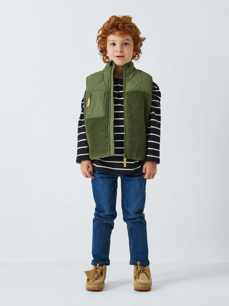 John Lewis kids' Breton stripe top in black, UK version