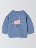 John Lewis ANYDAY Baby Cat Cotton Sweatshirt, Blue