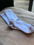 RATION.L organic cotton socks in Sunny Sand/White, imported from the UK