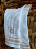 RATION.L organic cotton socks in Sunny Sand/White, imported from the UK