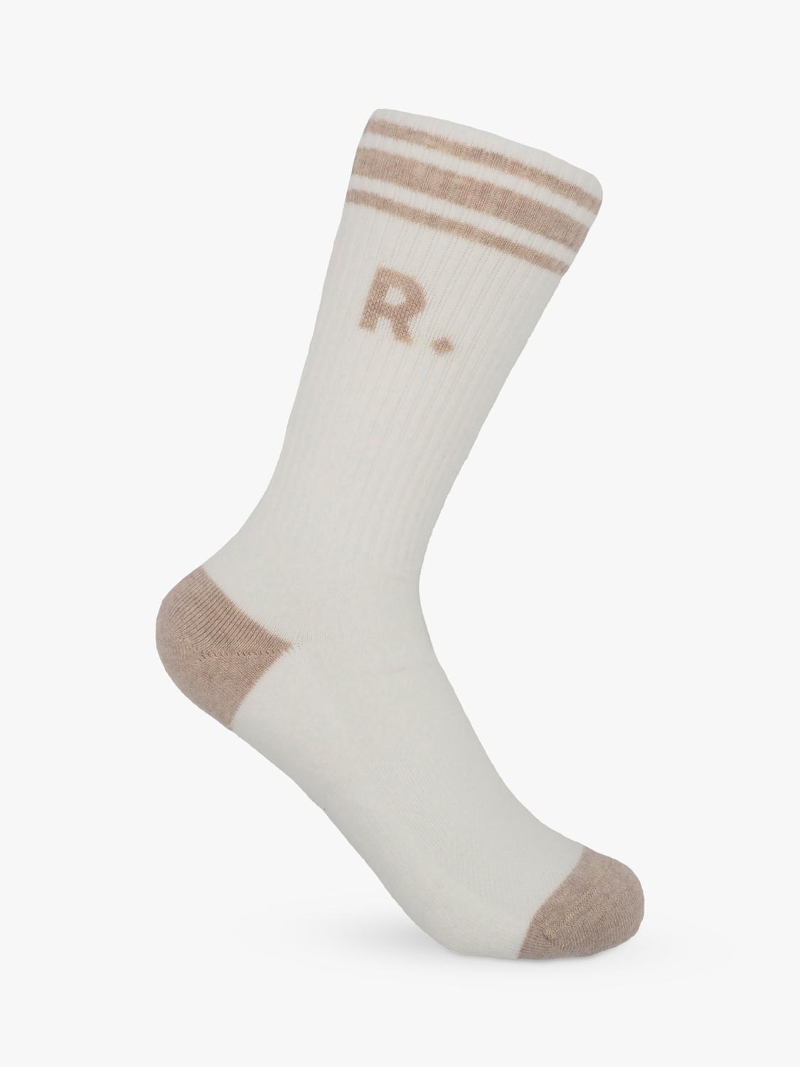 RATION.L organic cotton socks in Sunny Sand/White, imported from the UK