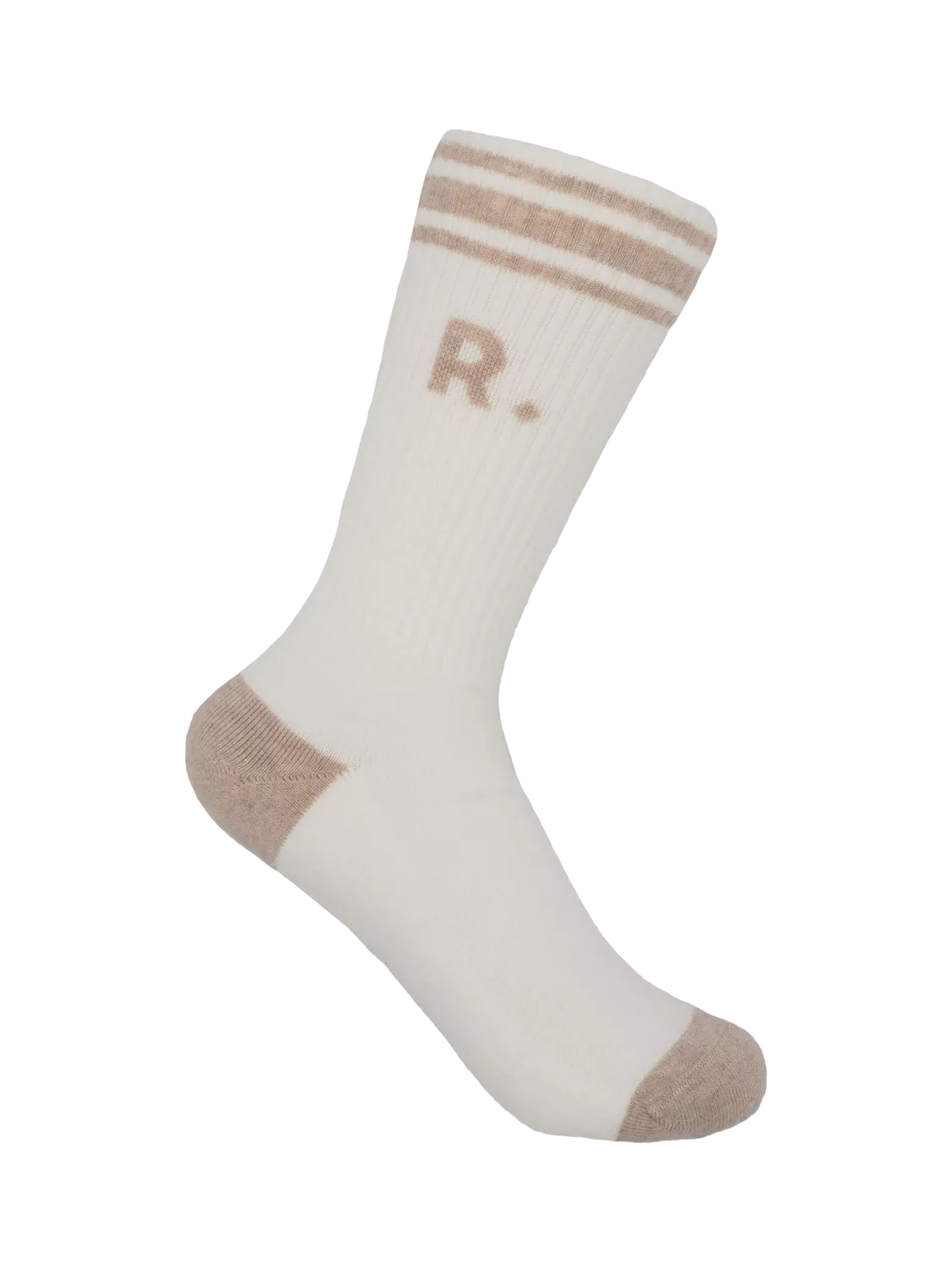 RATION.L organic cotton socks in Sunny Sand/White, imported from the UK